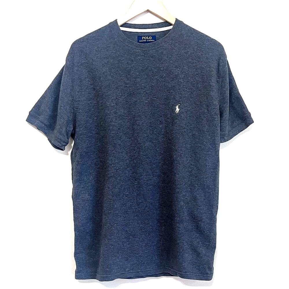 Polo Ralph Lauren Mens Waffle Thermal Shirt Large Charcoal Gray 100% Cotton